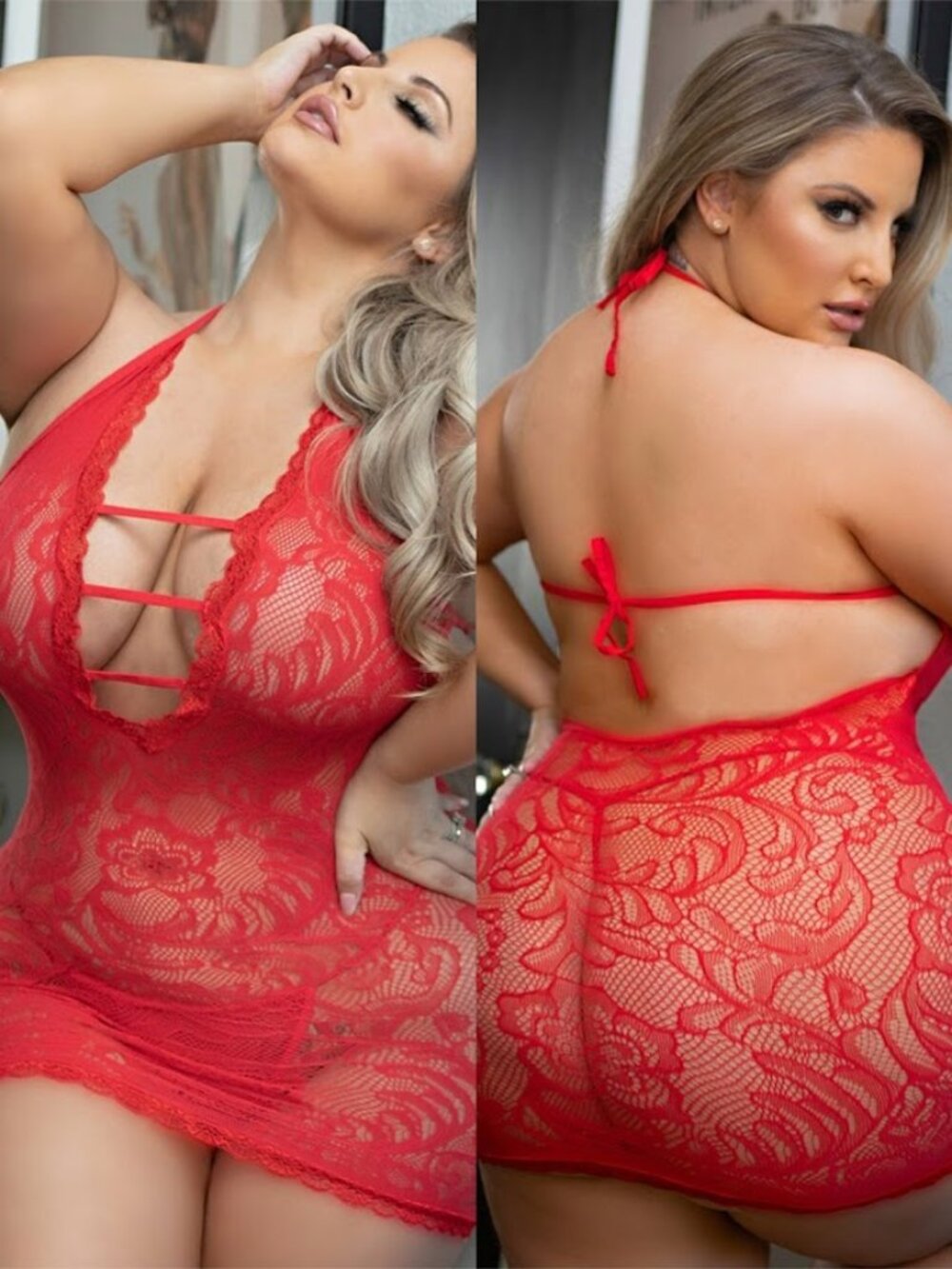 Killer Legs Red Lace Fever Fishnet Dress Queen Plus Size Back Tie Lingerie New